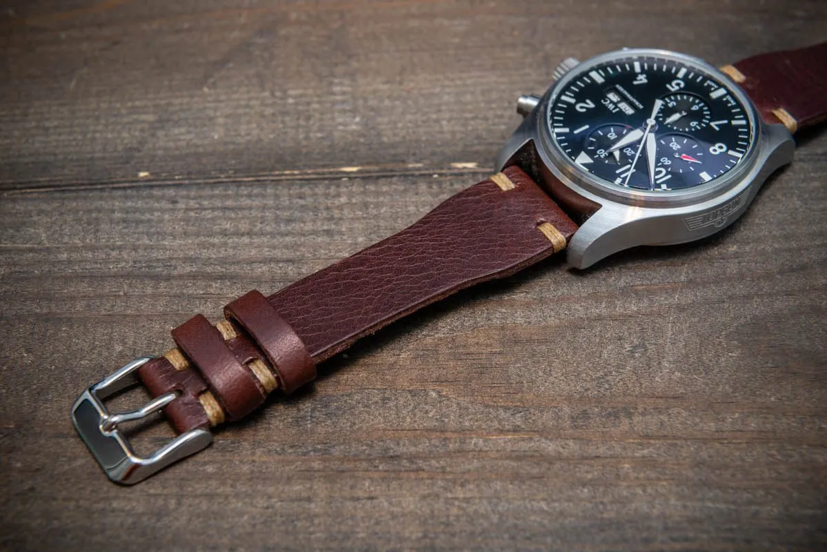 Pilot Badalassi Leather Watch Strap, Aviator model, Military style tapered model