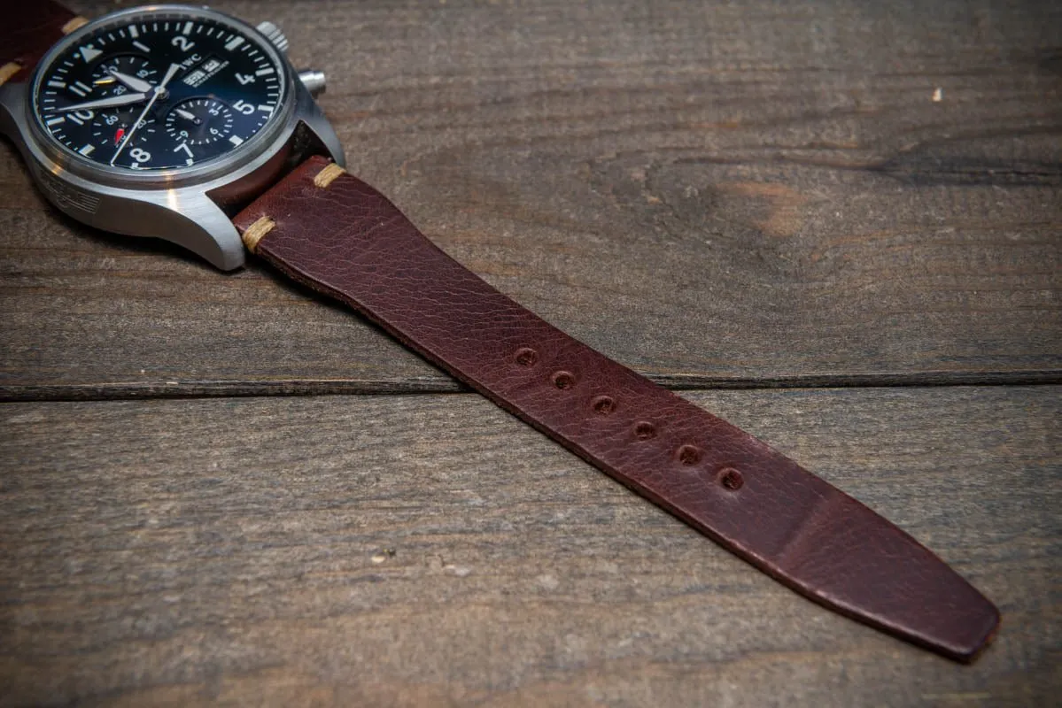 Pilot Badalassi Leather Watch Strap, Aviator model, Military style tapered model