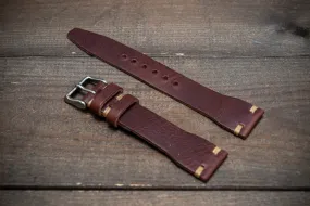 Pilot Badalassi Leather Watch Strap, Aviator model, Military style tapered model