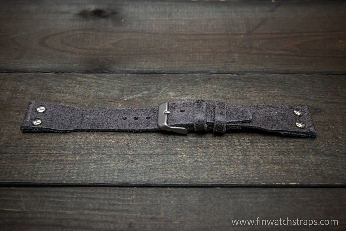 Pilot Watch Strap w/Rivets, Vintage style watch band, width 24x20 mm, 23x20 mm, 22x18 mm, 21x18 mm, 20x16 mm, 19x16 mm.