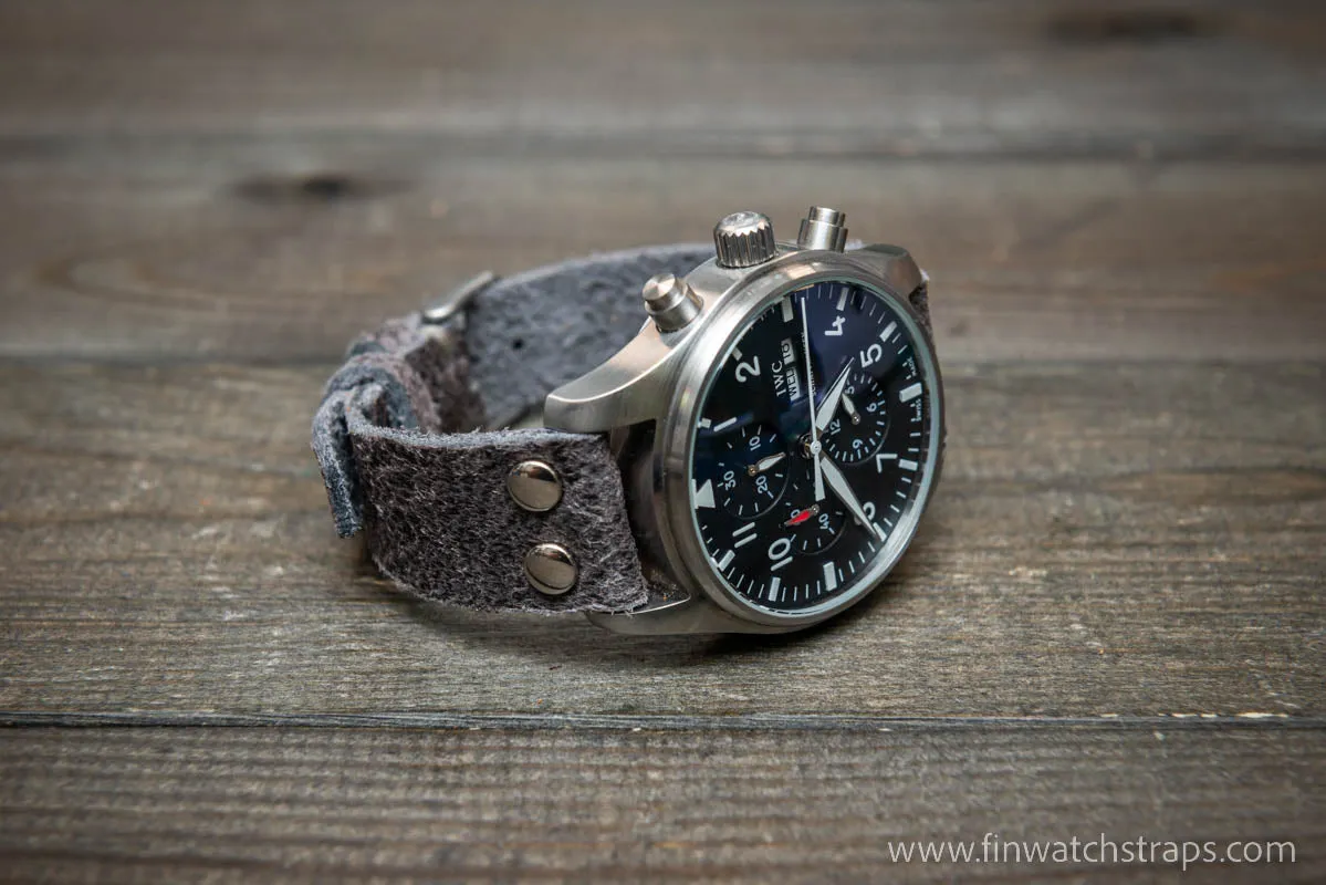 Pilot Watch Strap w/Rivets, Vintage style watch band, width 24x20 mm, 23x20 mm, 22x18 mm, 21x18 mm, 20x16 mm, 19x16 mm.