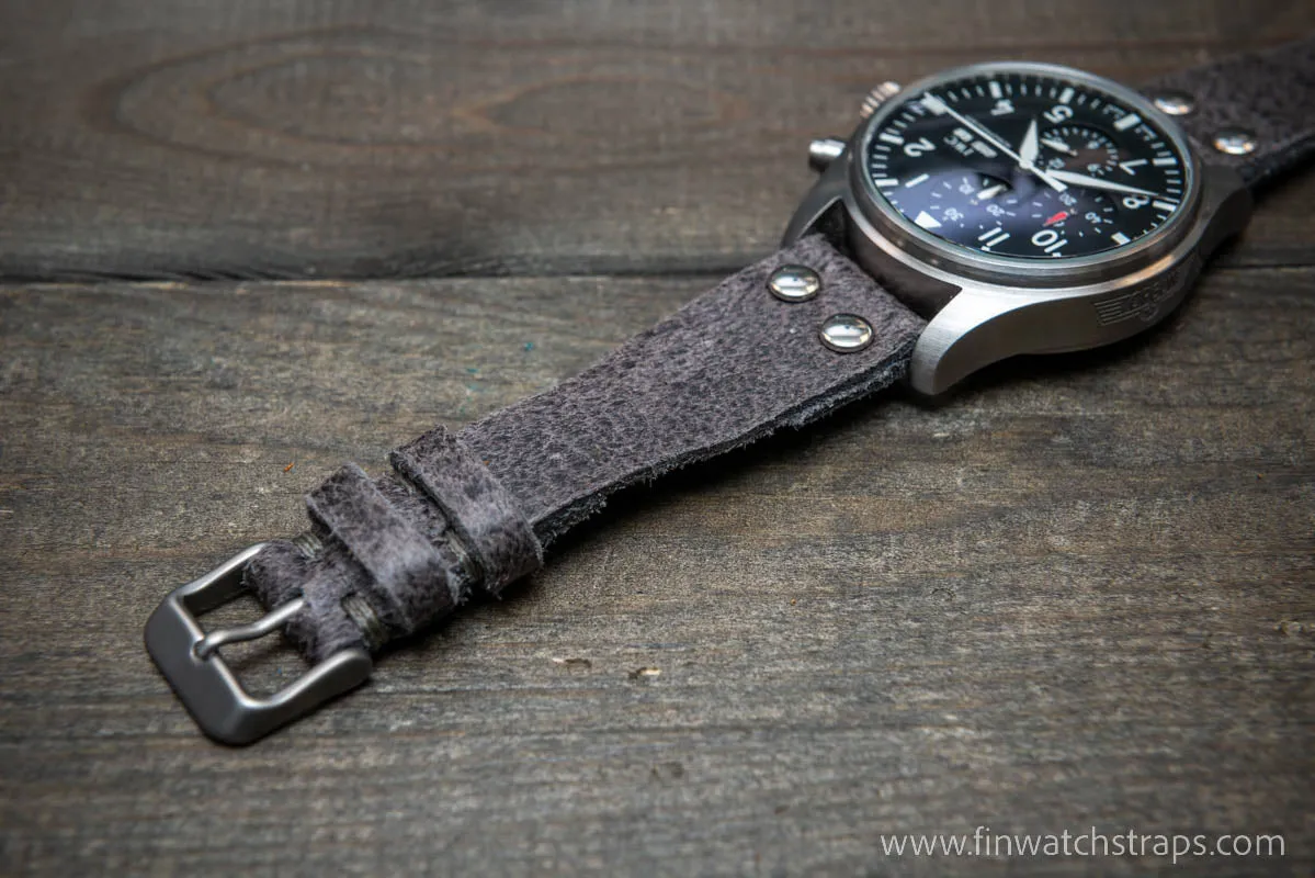 Pilot Watch Strap w/Rivets, Vintage style watch band, width 24x20 mm, 23x20 mm, 22x18 mm, 21x18 mm, 20x16 mm, 19x16 mm.