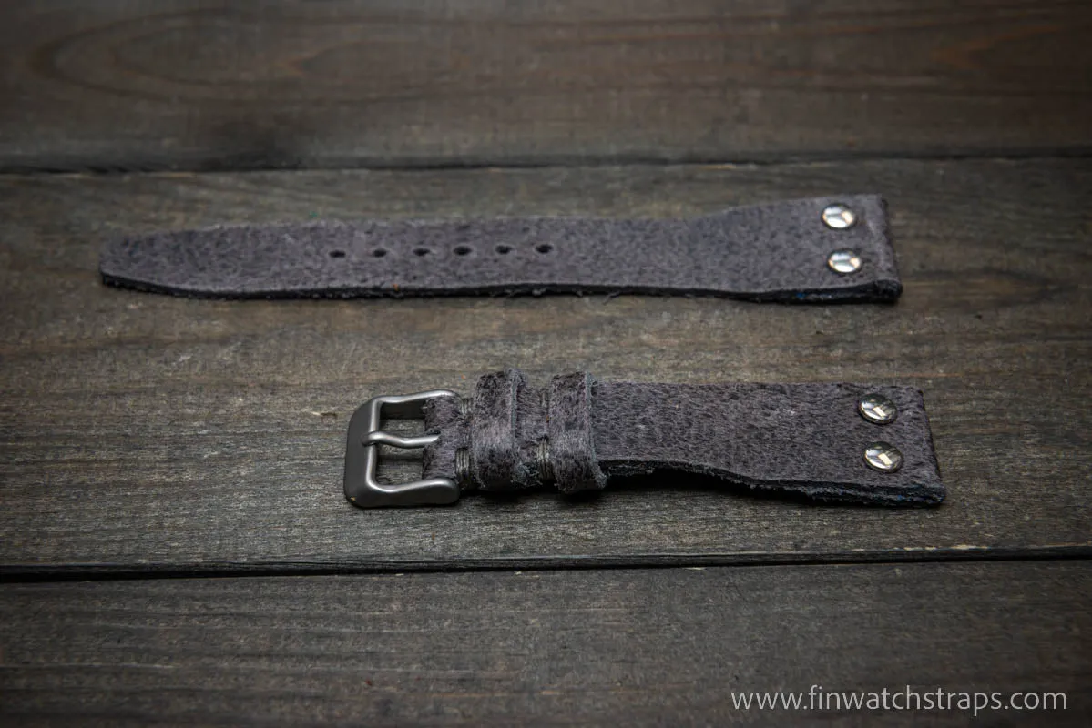 Pilot Watch Strap w/Rivets, Vintage style watch band, width 24x20 mm, 23x20 mm, 22x18 mm, 21x18 mm, 20x16 mm, 19x16 mm.