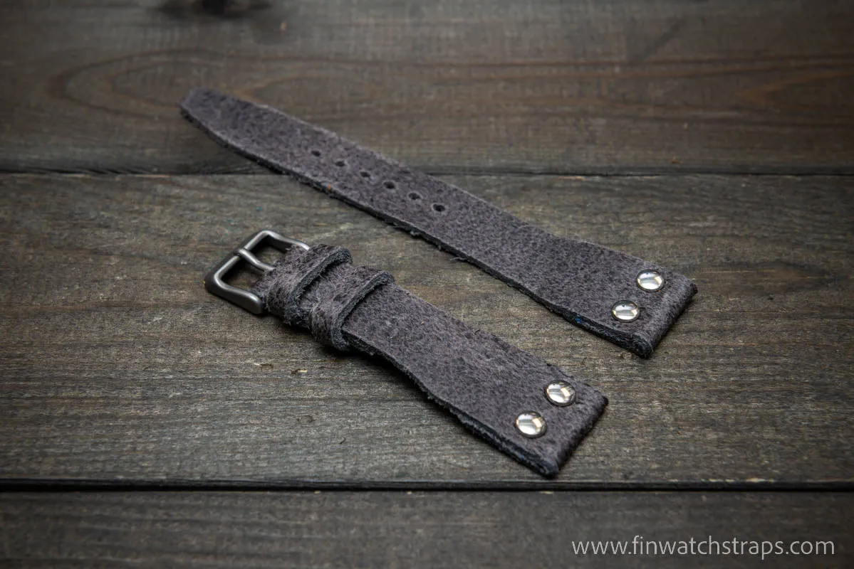 Pilot Watch Strap w/Rivets, Vintage style watch band, width 24x20 mm, 23x20 mm, 22x18 mm, 21x18 mm, 20x16 mm, 19x16 mm.