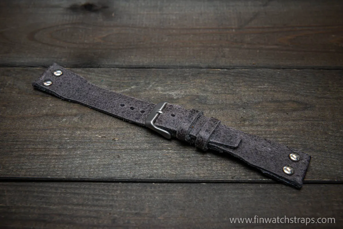 Pilot Watch Strap w/Rivets, Vintage style watch band, width 24x20 mm, 23x20 mm, 22x18 mm, 21x18 mm, 20x16 mm, 19x16 mm.