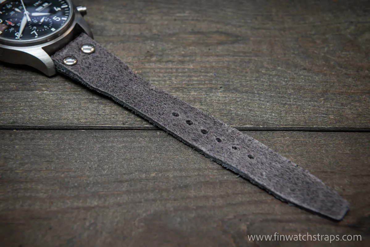 Pilot Watch Strap w/Rivets, Vintage style watch band, width 24x20 mm, 23x20 mm, 22x18 mm, 21x18 mm, 20x16 mm, 19x16 mm.