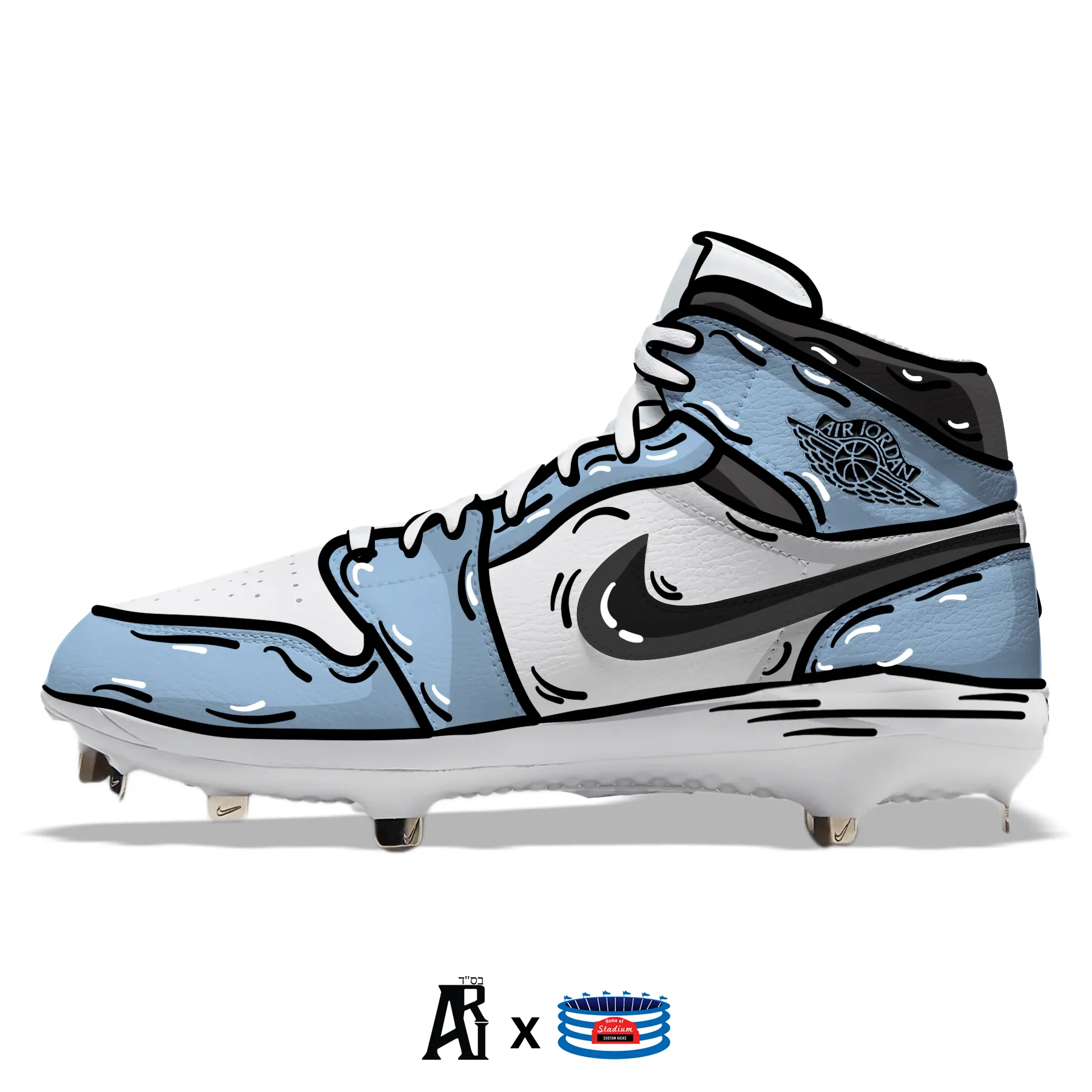 "Cartoon University Blue" Jordan 1 Retro Cleats