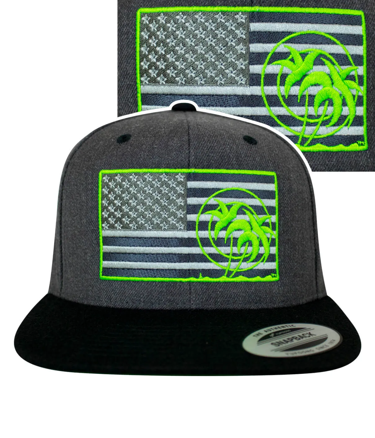 "Strong - Neon" Black Snapback Hat