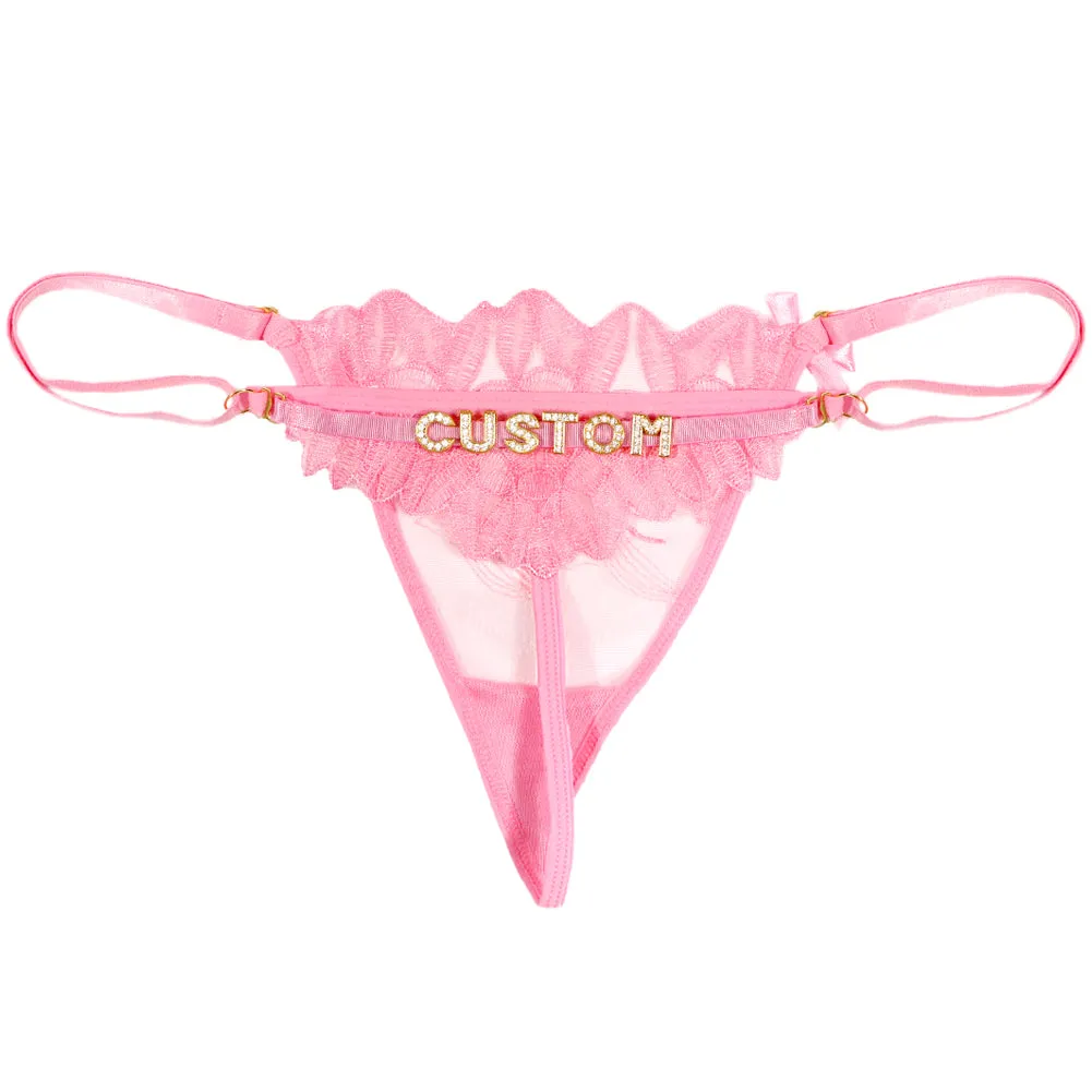 #Removable Letters Customize Shine Crystal Name Letter Lace Leaves Waist Chain Body Jewelry Women Sexy Lace Bikini G-String Panties Girl Valentine's Day Gift(DHL is not supported)