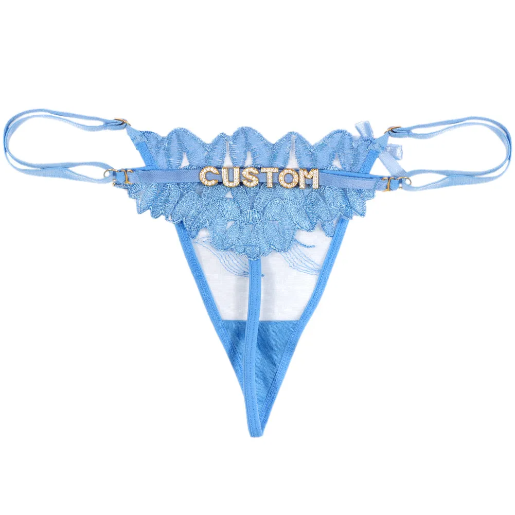 #Removable Letters Customize Shine Crystal Name Letter Lace Leaves Waist Chain Body Jewelry Women Sexy Lace Bikini G-String Panties Girl Valentine's Day Gift(DHL is not supported)