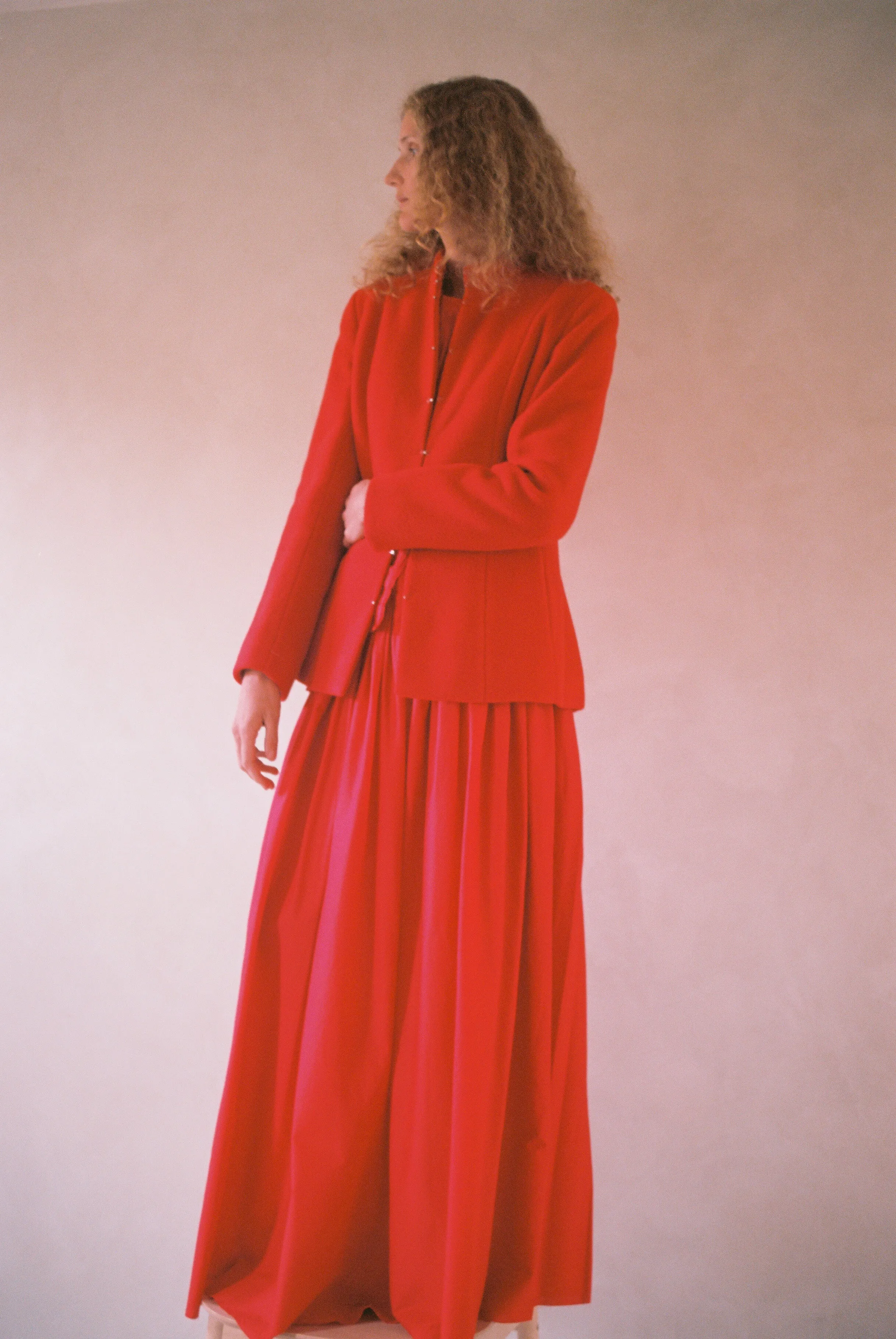 Shaped Victorian Jacket in Red Fleece