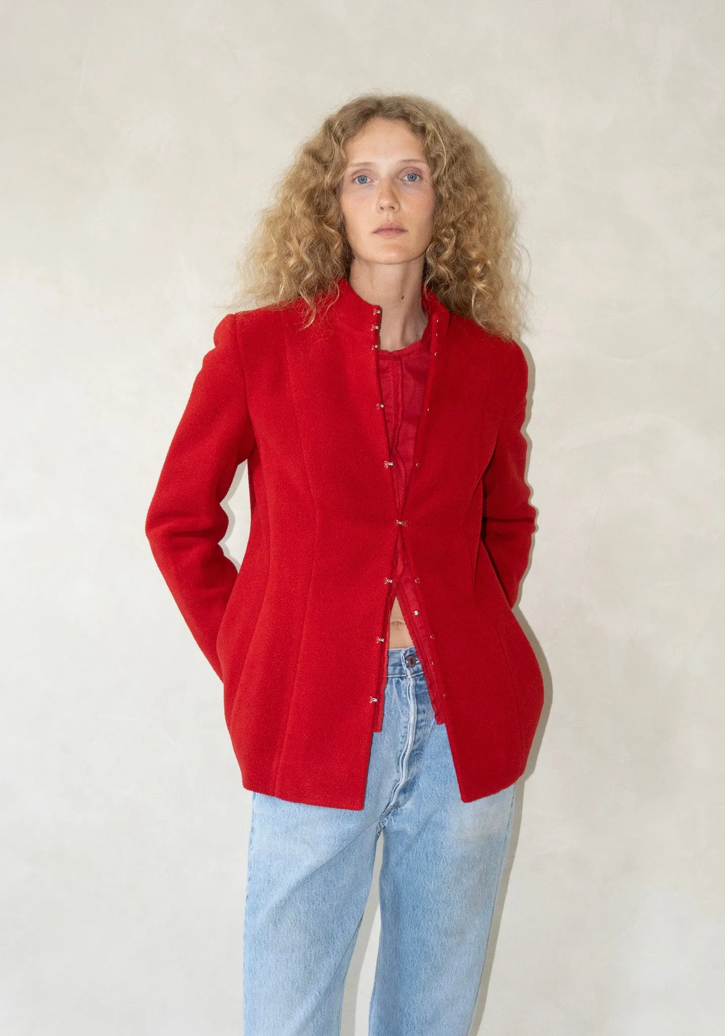 Shaped Victorian Jacket in Red Fleece