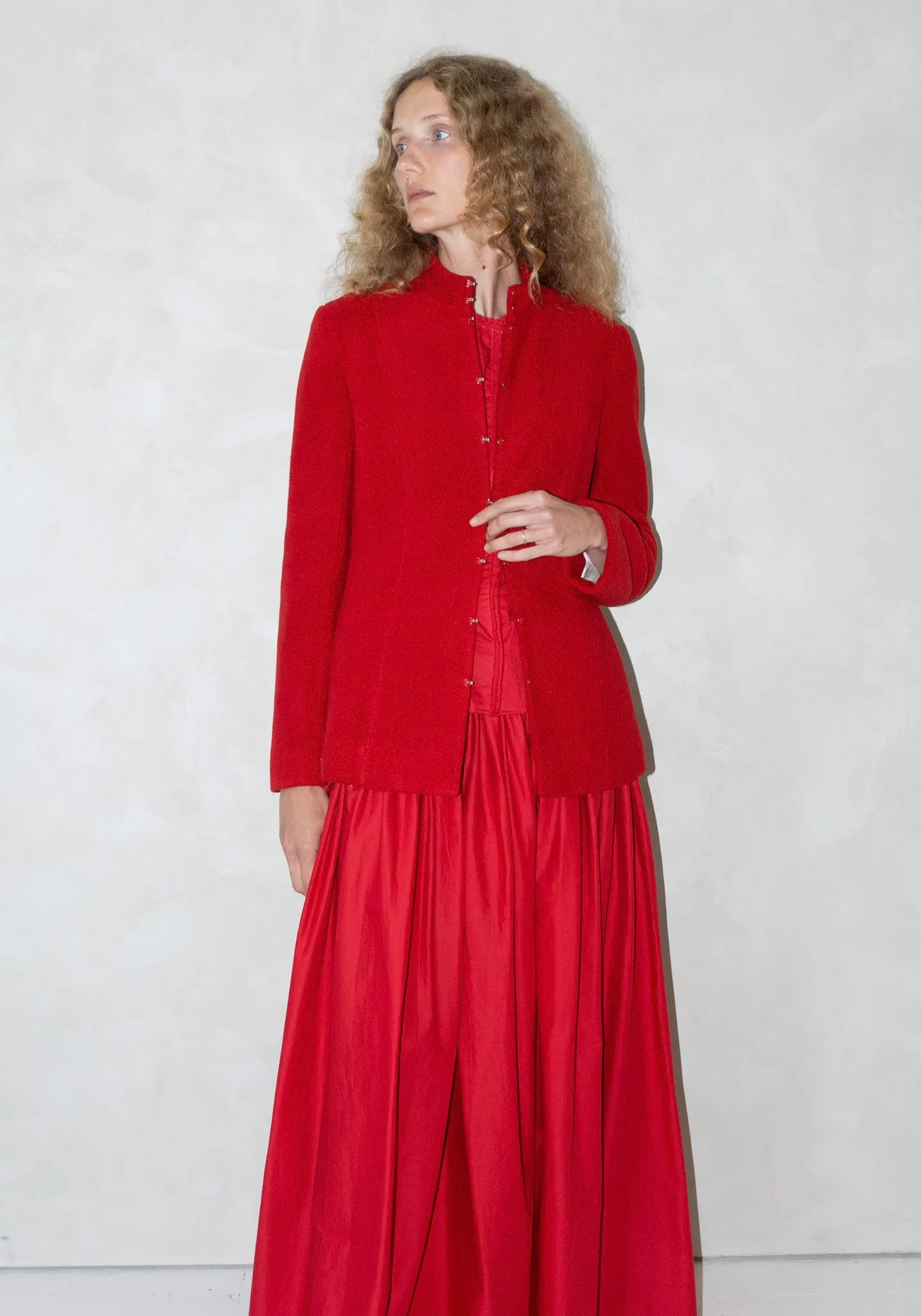 Shaped Victorian Jacket in Red Fleece