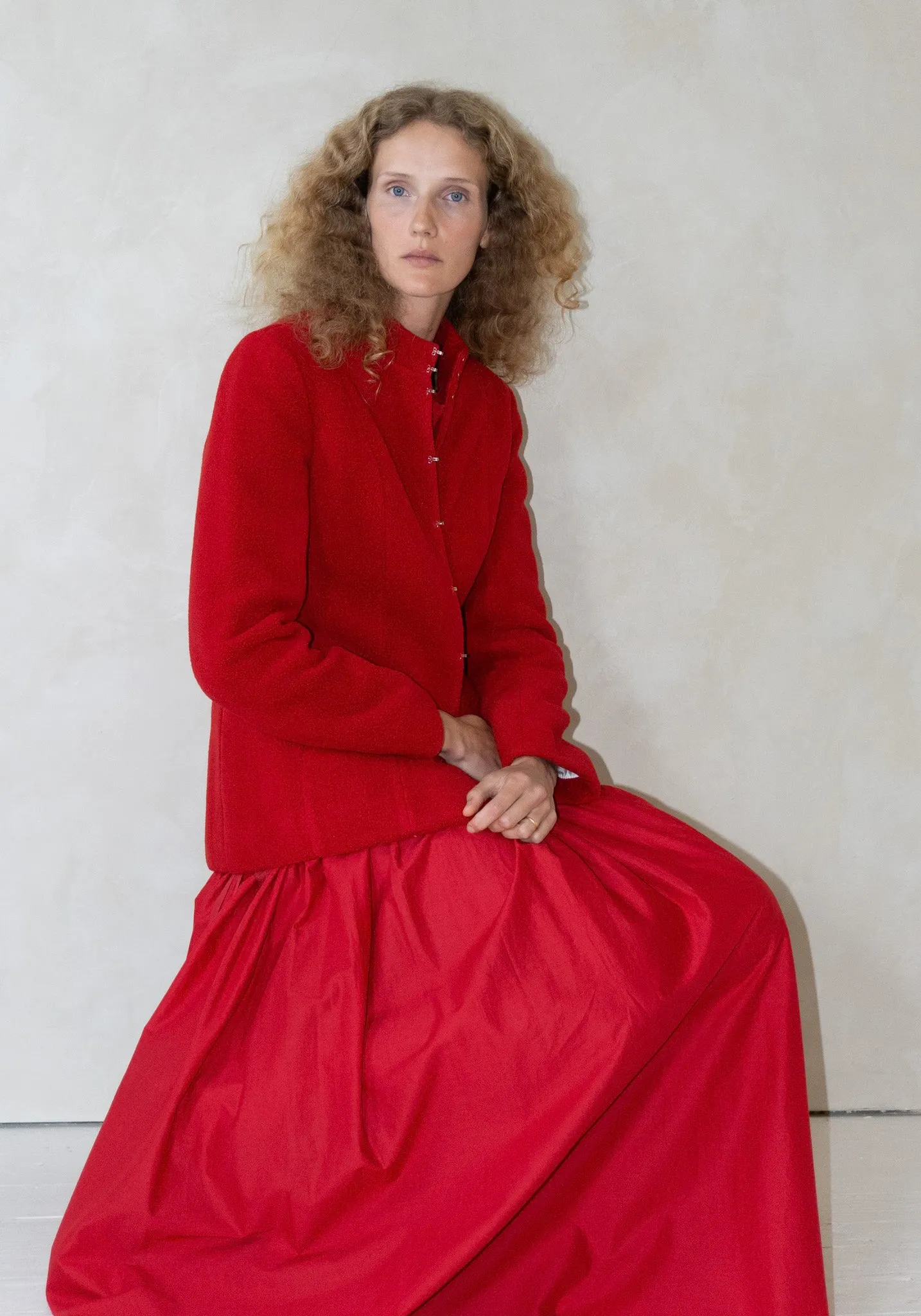 Shaped Victorian Jacket in Red Fleece