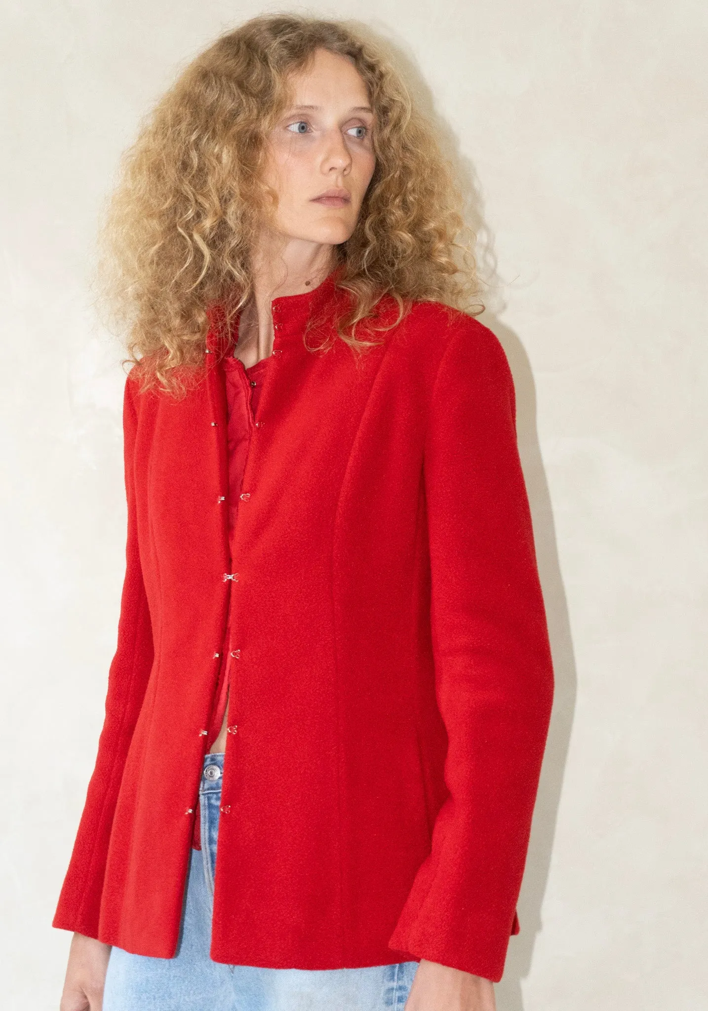 Shaped Victorian Jacket in Red Fleece