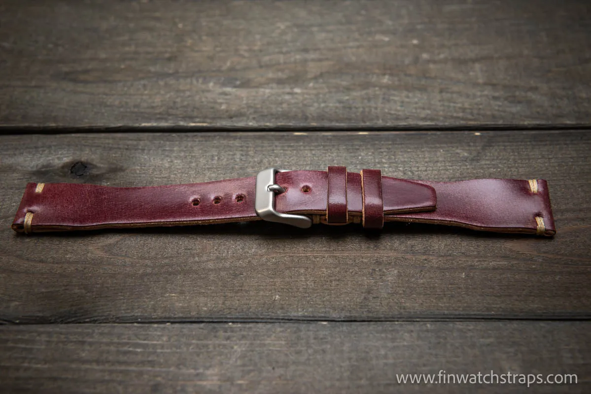 Shell Cordovan watch strap, Leather watch band, Pilot model, Handmade in Finland