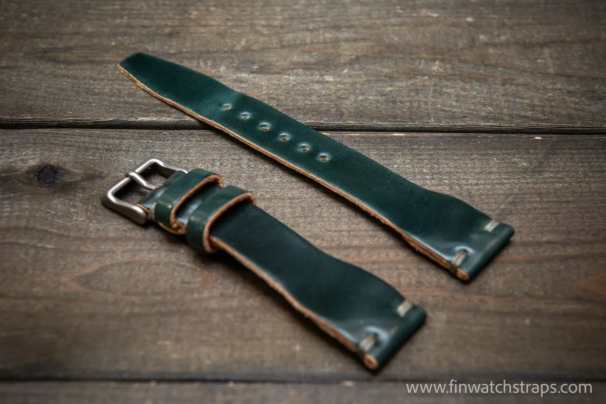 Shell Cordovan watch strap, Leather watch band, Pilot model, Handmade in Finland