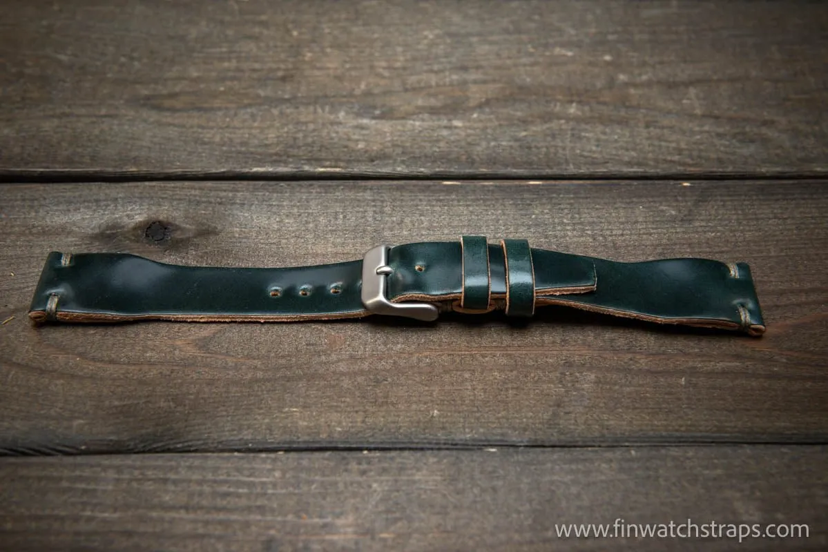 Shell Cordovan watch strap, Leather watch band, Pilot model, Handmade in Finland