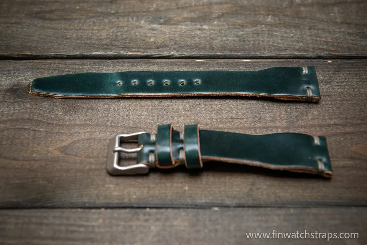 Shell Cordovan watch strap, Leather watch band, Pilot model, Handmade in Finland