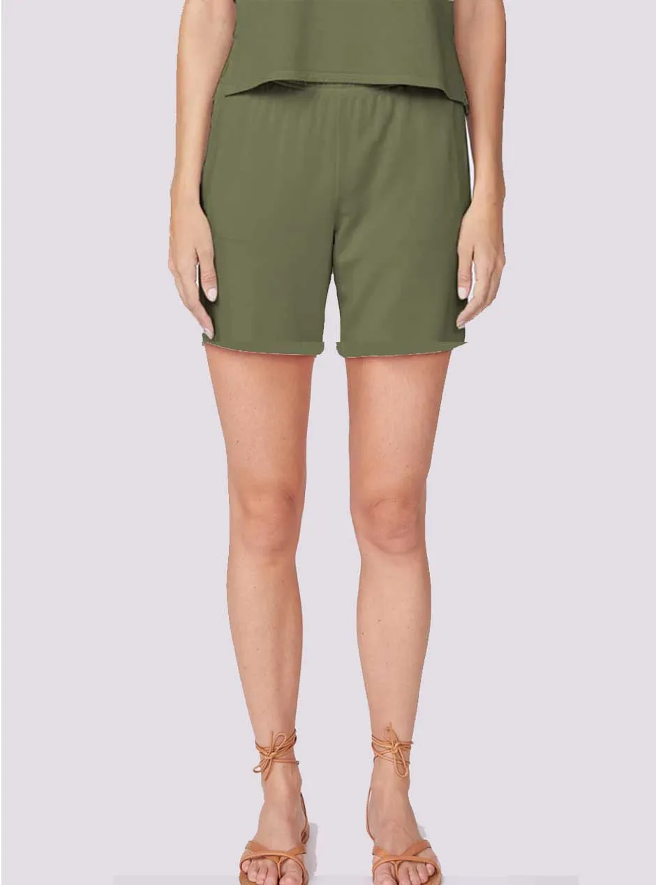 Stateside Women's Softest Fleece Sweatshorts - Seaweed Green