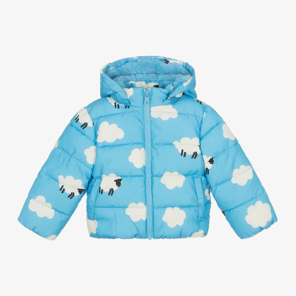 Stella McCartney Baby Blue Hooded Sheep Puffer Jacket