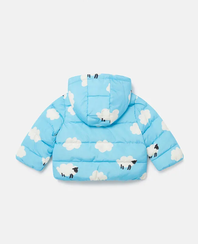 Stella McCartney Baby Blue Hooded Sheep Puffer Jacket