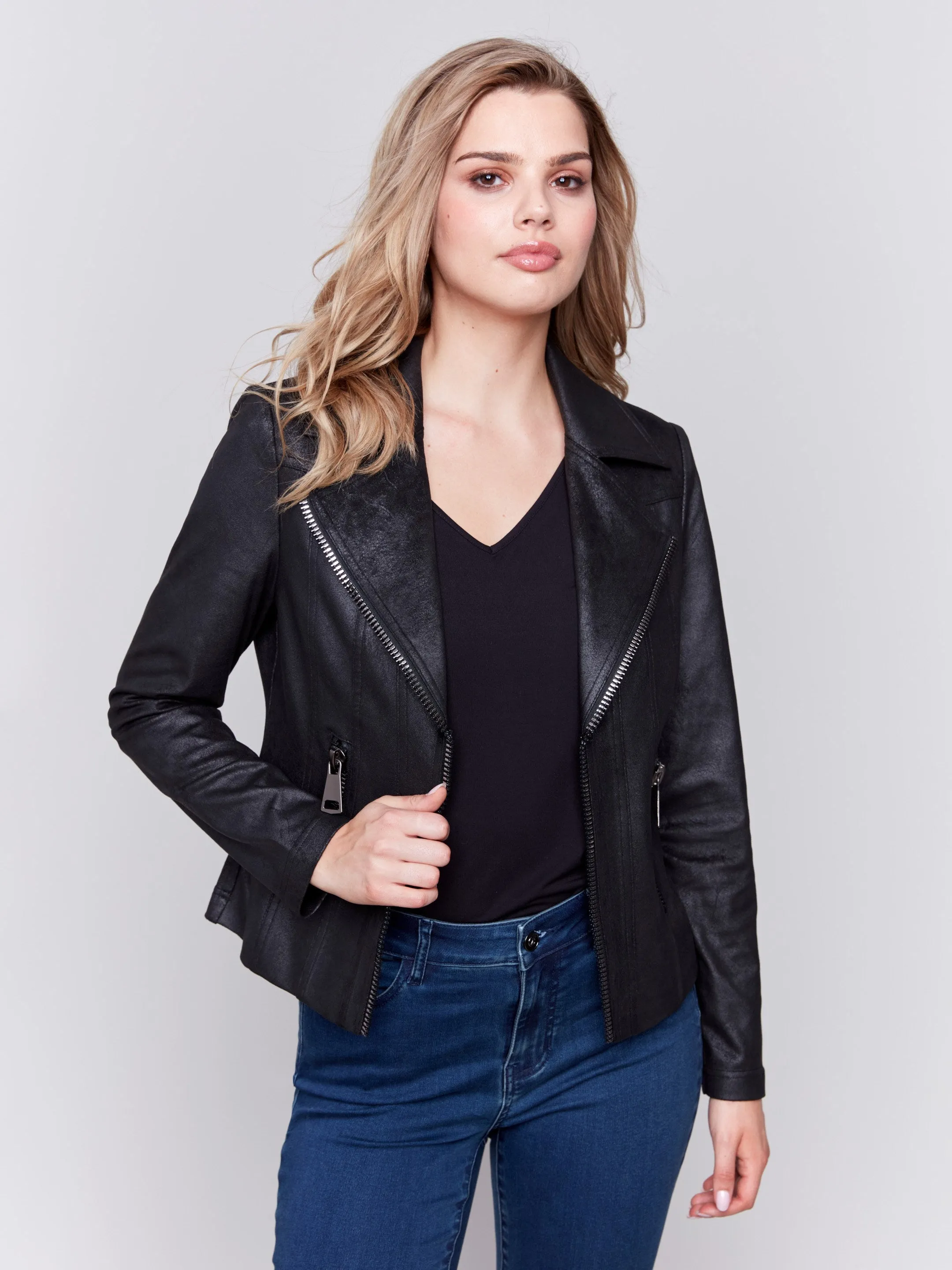 Vintage Faux Leather Perfecto Jacket - Black