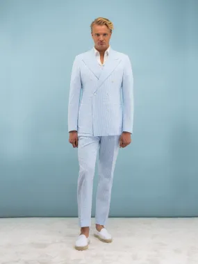 White Blue Striped Seersucker Suit - Inventory Tracking