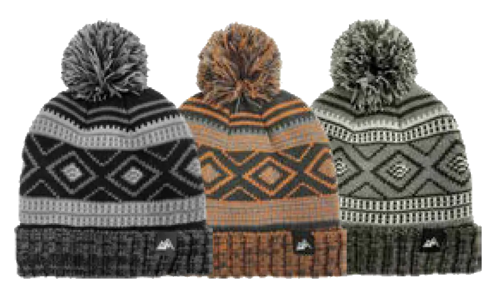 Winter-Hats Boys Fleece Lined Fairisle Cuff Pom Hat, 7-16